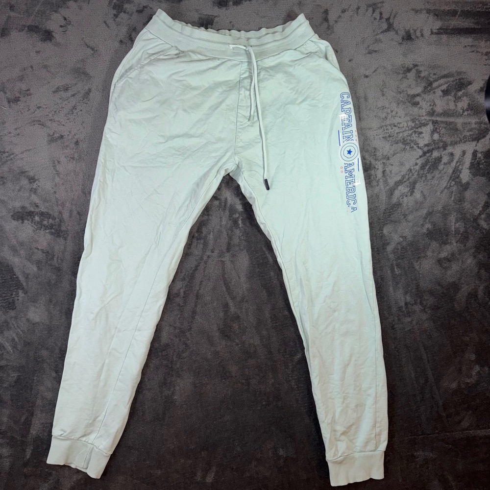 Mens Large Marvel Captain America Joggers Mint Green Graphic Sweatpants